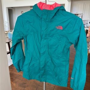 The North Face Turquoise Jacket with Coral Interior Girl’s M 10/12